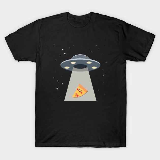Alien Pizza Abduction Spaceship T-Shirt by mstory
